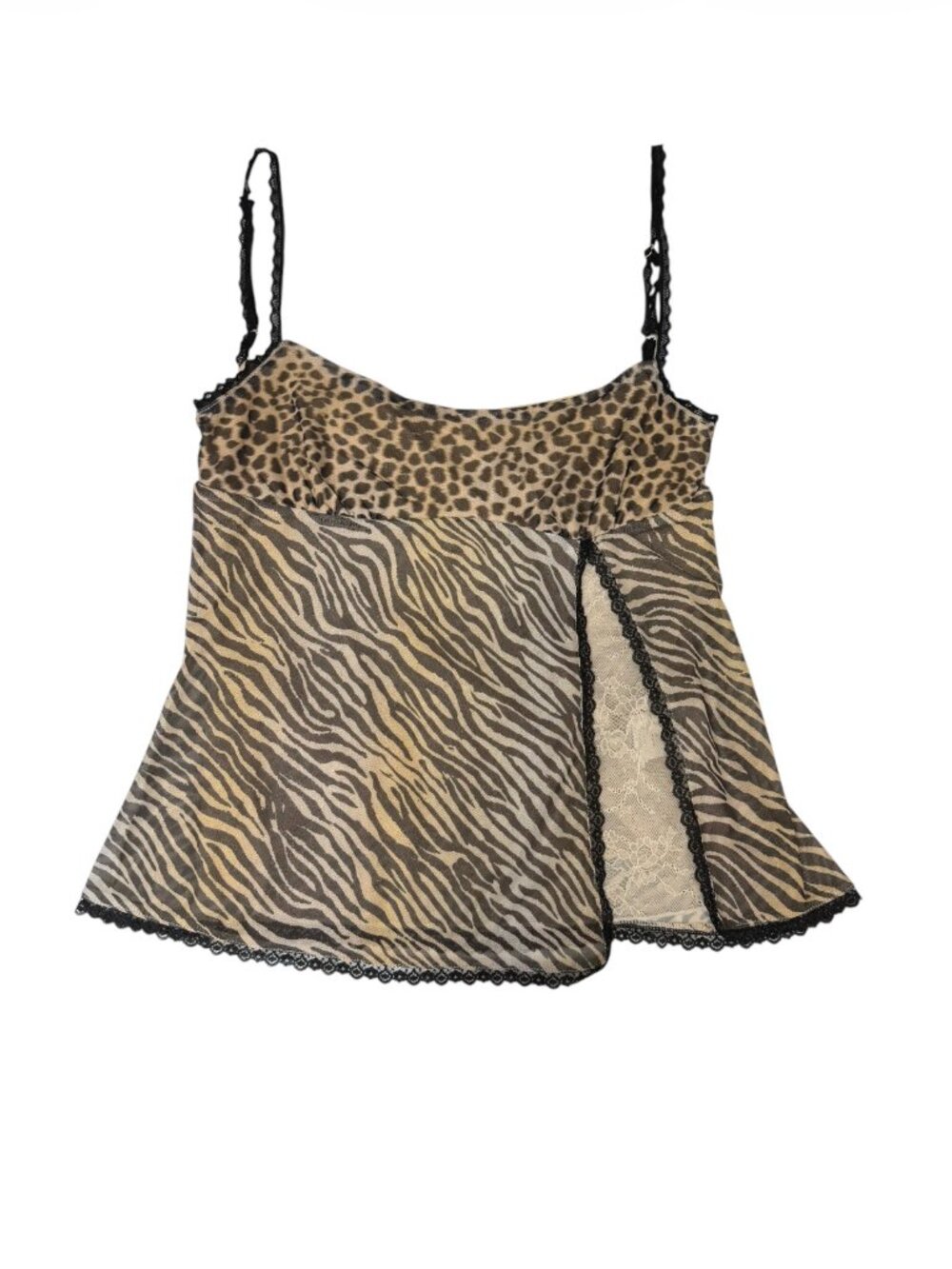 Princess Polly Leopard Zebra Mesh Lace Cami Top Small
